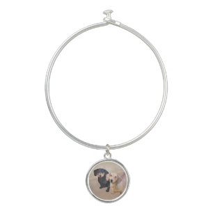 Dachshund (Smooth) Painting - Original Dog Art Bangle Bracelet