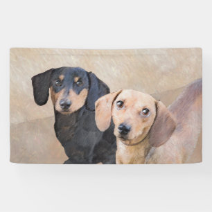 Dachshund (Smooth) Painting - Original Dog Art Banner