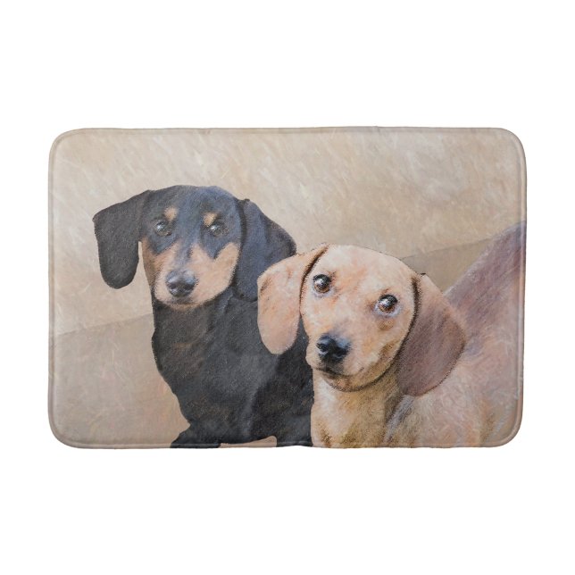 Dachshund (Smooth) Painting - Original Dog Art Bath Mat (Front)