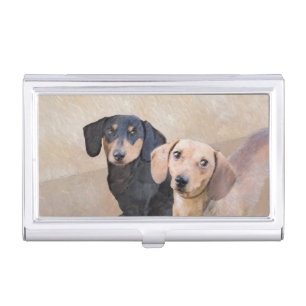 Dachshund (Smooth) Painting - Original Dog Art Business Card Case
