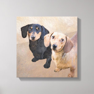 Dachshund (Smooth) Painting - Original Dog Art Canvas Print