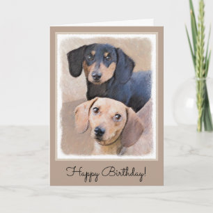 Dachshund (Smooth) Painting - Original Dog Art Card