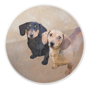 Dachshund (Smooth) Painting - Original Dog Art Ceramic Knob