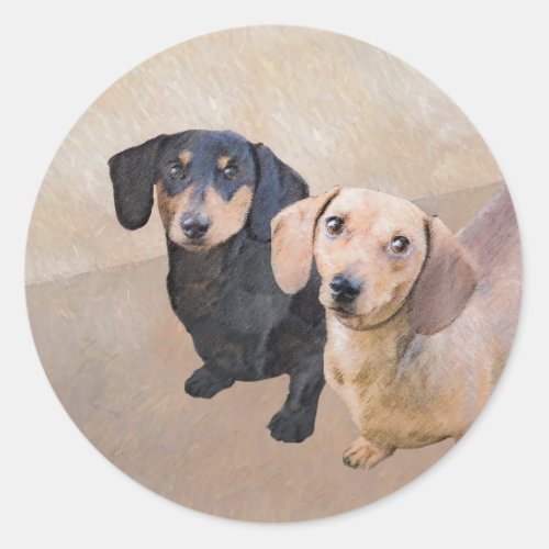 Dachshund Smooth Painting _ Original Dog Art Classic Round Sticker