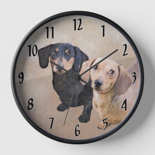 Dachshund Smooth Painting _ Original Dog Art Clock