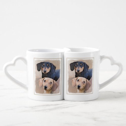Dachshund Smooth Painting _ Original Dog Art Coffee Mug Set