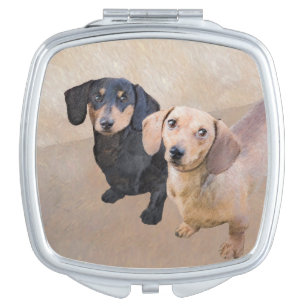 Dachshund (Smooth) Painting - Original Dog Art Compact Mirror