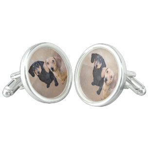 Dachshund (Smooth) Painting - Original Dog Art Cufflinks