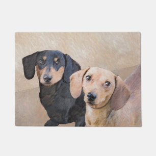 Dachshund (Smooth) Painting - Original Dog Art Doormat