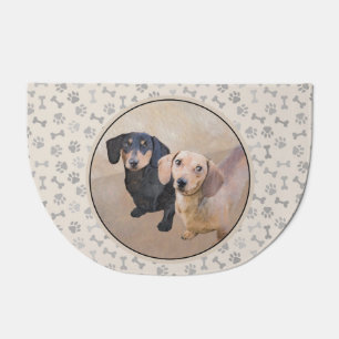 Dachshund (Smooth) Painting - Original Dog Art Doormat