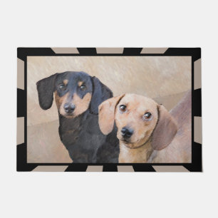 Dachshund (Smooth) Painting - Original Dog Art Doormat