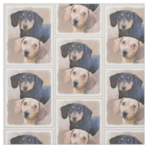 Dachshund (Smooth) Painting - Original Dog Art Fabric