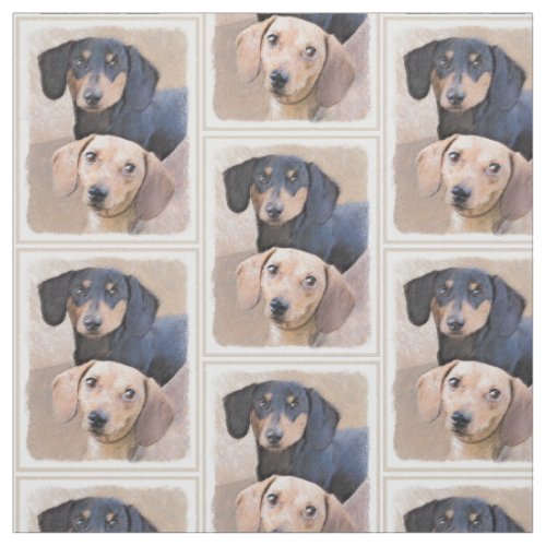 Dachshund Smooth Painting _ Original Dog Art Fabric