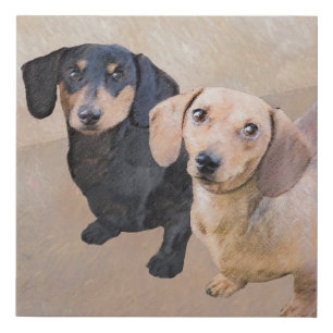 Dachshund (Smooth) Painting - Original Dog Art Faux Canvas Print