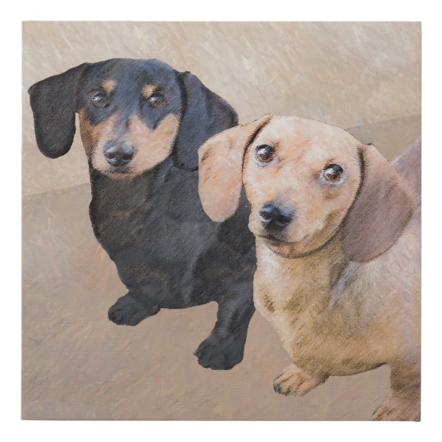 Dachshund (Smooth) Painting - Original Dog Art Faux Canvas Print (Front)