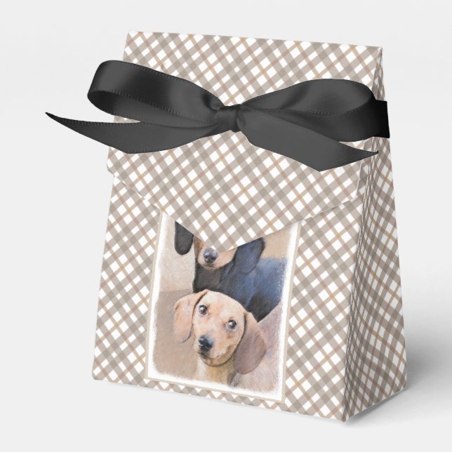 Dachshund (Smooth) Painting - Original Dog Art Favor Boxes (Front Side)