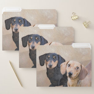 Dachshund (Smooth) Painting - Original Dog Art File Folder