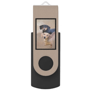 Dachshund (Smooth) Painting - Original Dog Art Flash Drive
