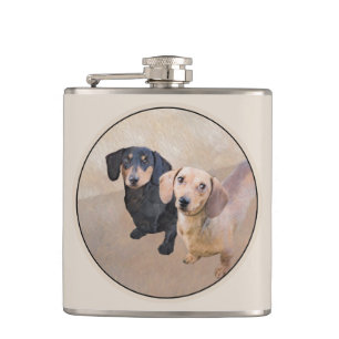 Dachshund (Smooth) Painting - Original Dog Art Flask