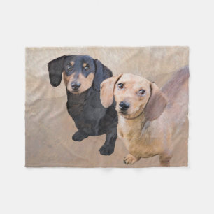 Dachshund (Smooth) Painting - Original Dog Art Fleece Blanket