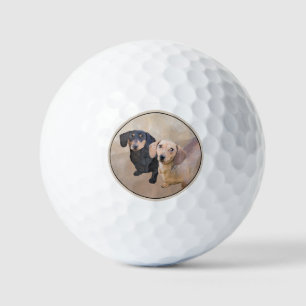 Dachshund (Smooth) Painting - Original Dog Art Golf Balls