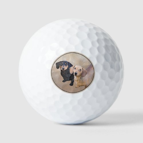 Dachshund Smooth Painting _ Original Dog Art Golf Balls