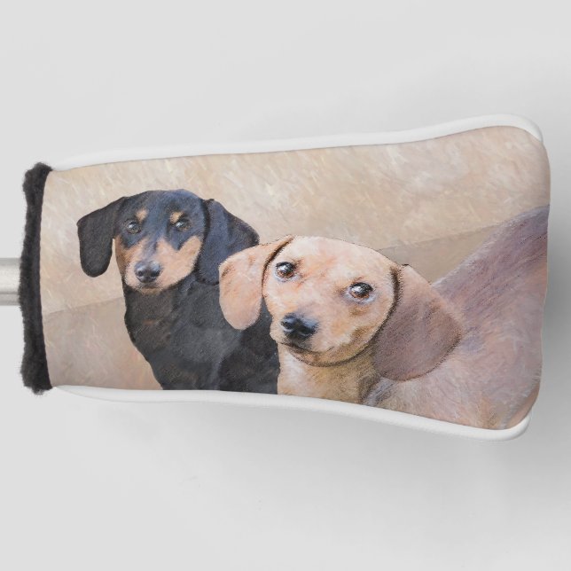 Dachshund (Smooth) Painting - Original Dog Art Golf Head Cover (Front)