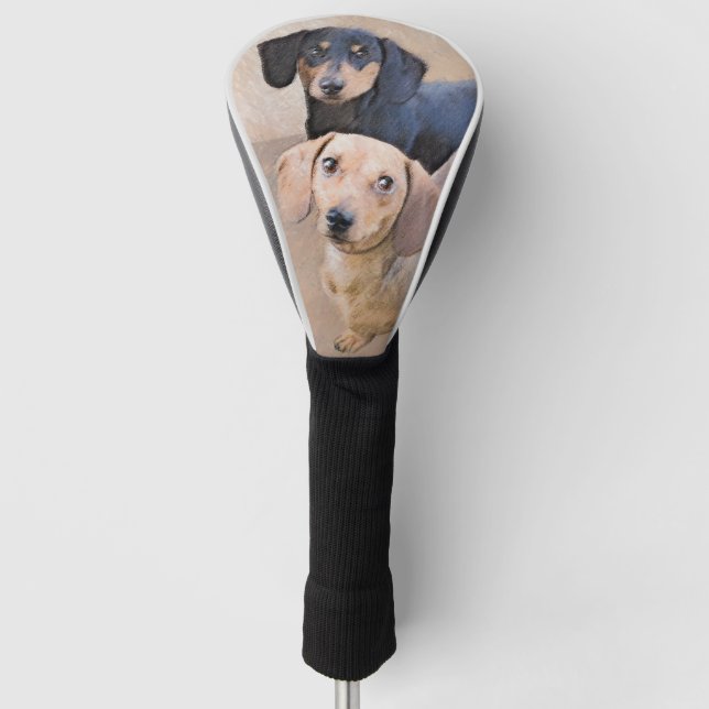 Dachshund (Smooth) Painting - Original Dog Art Golf Head Cover (Front)