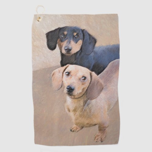 Dachshund Smooth Painting _ Original Dog Art Golf Towel