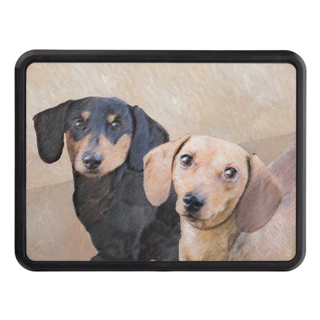 Dachshund (Smooth) Painting - Original Dog Art Hitch Cover (Front)
