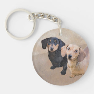 Dachshund (Smooth) Painting - Original Dog Art Keychain
