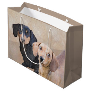 Dachshund (Smooth) Painting - Original Dog Art Large Gift Bag