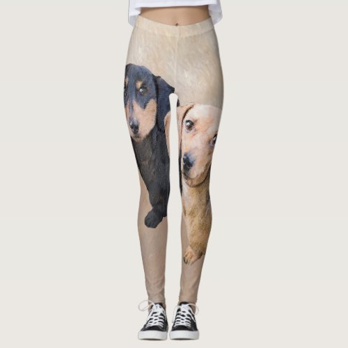 Dachshund Smooth Painting _ Original Dog Art Leggings