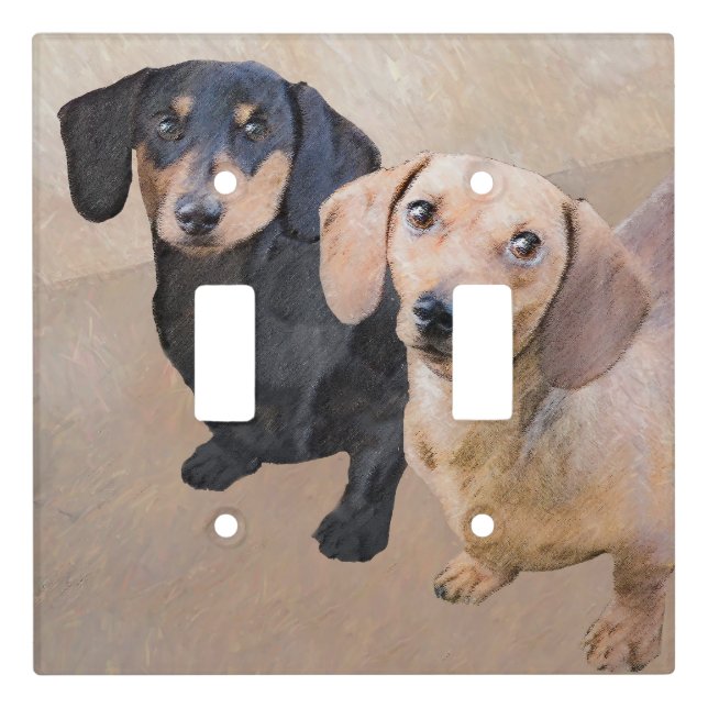 Dachshund (Smooth) Painting - Original Dog Art Light Switch Cover (Front)
