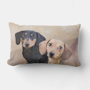 Dachshund (Smooth) Painting - Original Dog Art Lumbar Pillow