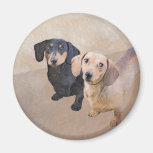 Dachshund (Smooth) Painting - Original Dog Art Magnet
