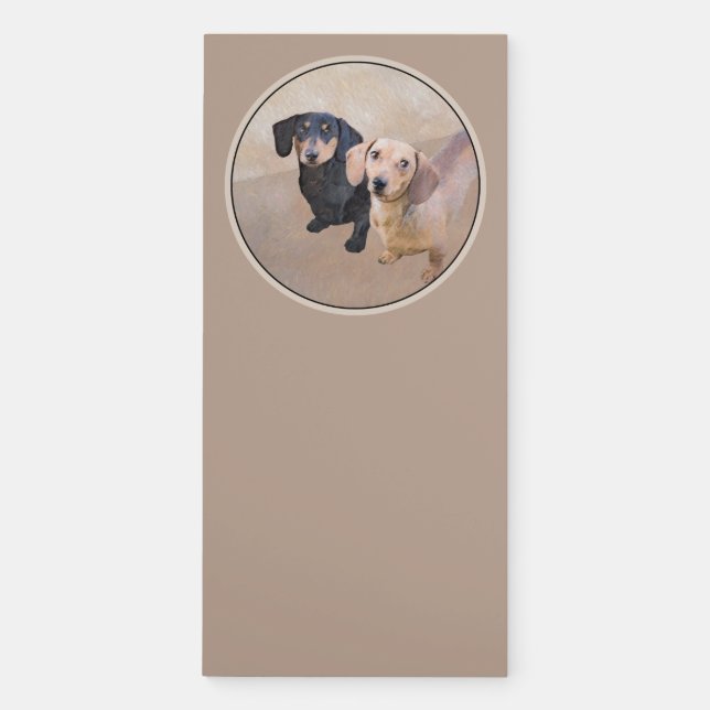 Dachshund (Smooth) Painting - Original Dog Art Magnetic Notepad (Front)