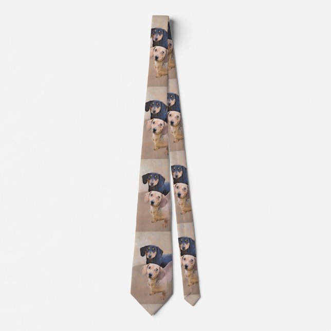 Dachshund (Smooth) Painting - Original Dog Art Neck Tie (Front)