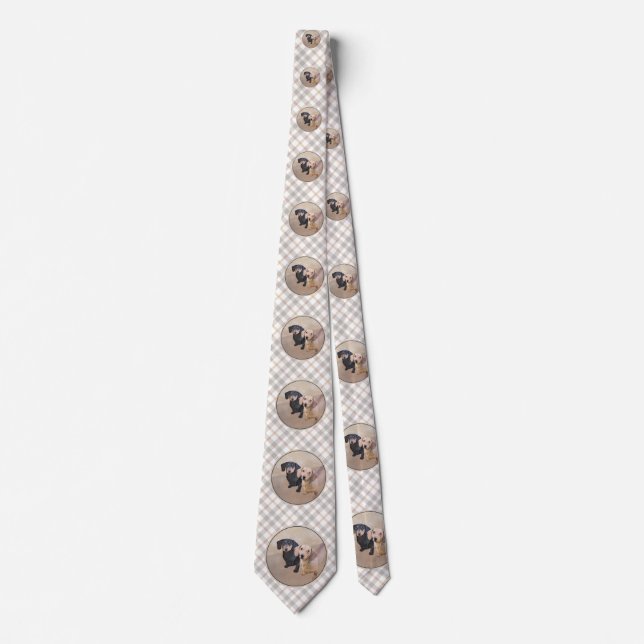 Dachshund (Smooth) Painting - Original Dog Art Neck Tie (Front)