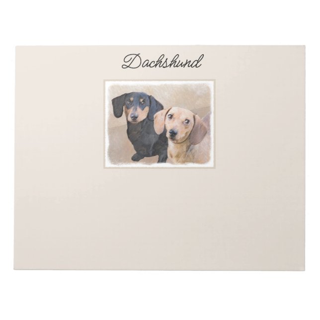 Dachshund (Smooth) Painting - Original Dog Art Notepad (Front)