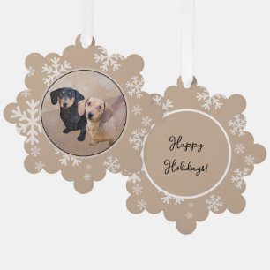 Dachshund (Smooth) Painting - Original Dog Art Ornament Card