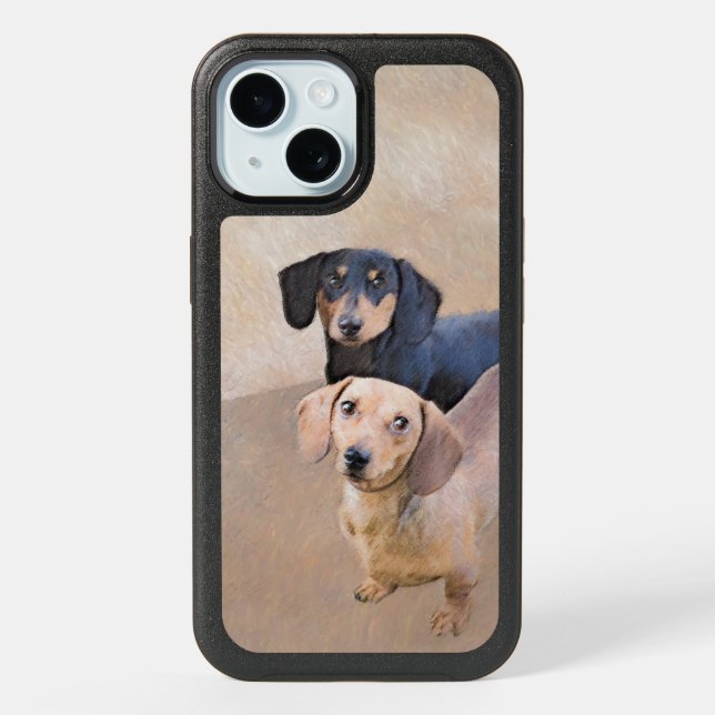 Dachshund (Smooth) Painting - Original Dog Art Ott iPhone 15 Case (Back)