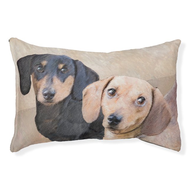 Dachshund (Smooth) Painting - Original Dog Art Pet Bed (Front)