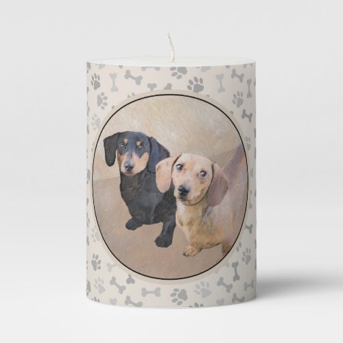 Dachshund Smooth Painting _ Original Dog Art Pillar Candle