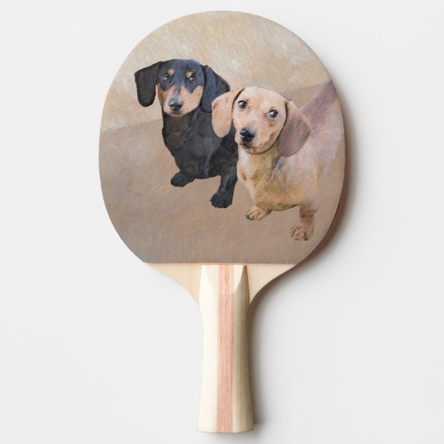 Dachshund (Smooth) Painting - Original Dog Art Ping Pong Paddle (Front)