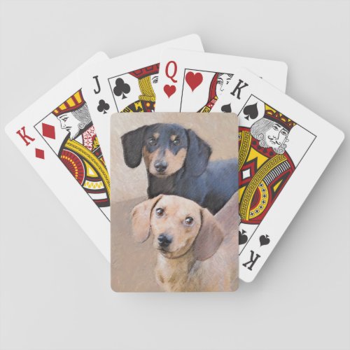 Dachshund Smooth Painting _ Original Dog Art Playing Cards