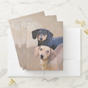 Dachshund (Smooth) Painting - Original Dog Art Pocket Folder