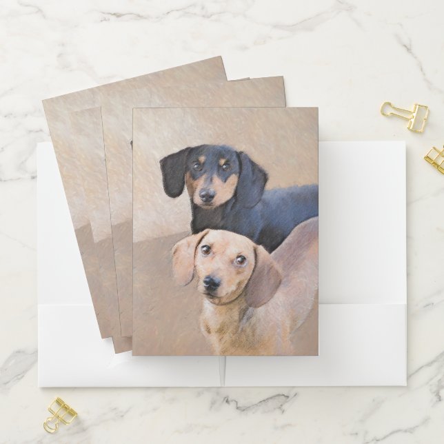 Dachshund (Smooth) Painting - Original Dog Art Pocket Folder (In Situ)