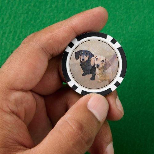 Dachshund Smooth Painting _ Original Dog Art Poker Chips