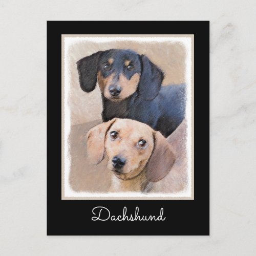 Dachshund Smooth Painting _ Original Dog Art Postcard